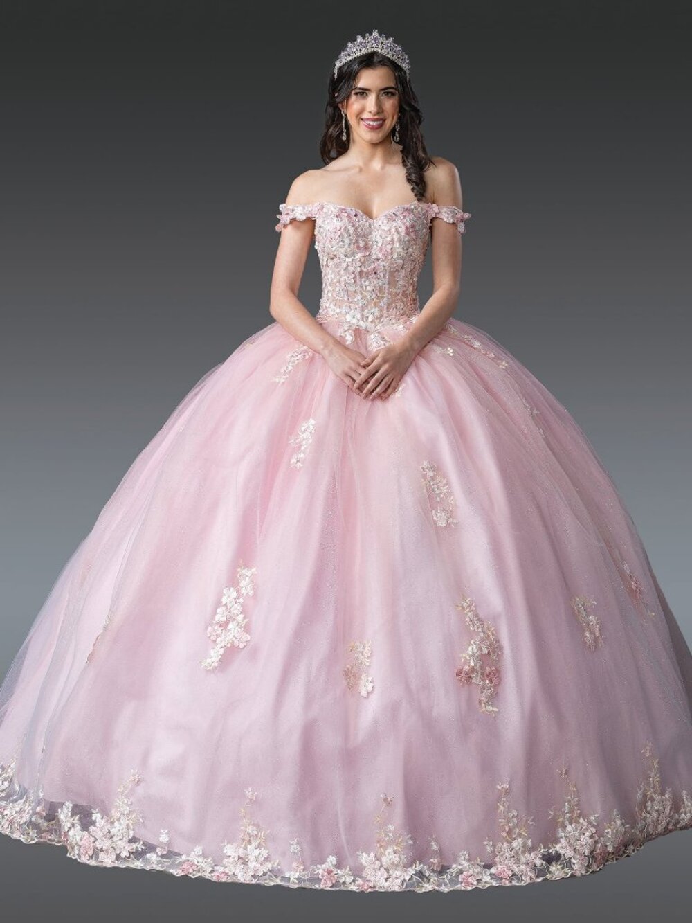 NEW BLUSH Off Shoulder Quinceanera Ball Gown Floor Length Embellished 1906